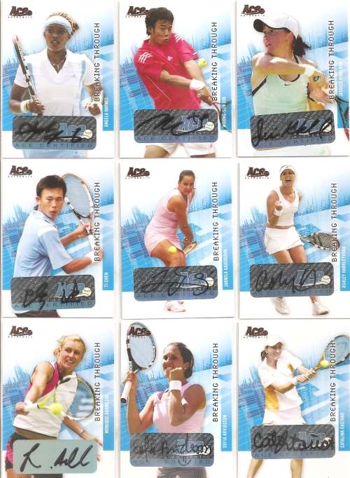 TENNIS STARS - ACE AUTHENTIC 2007 - FULL SET 40 TENNIS ROOKIES CERTIFIED`AUTOGRAPH` TRADING CARDS