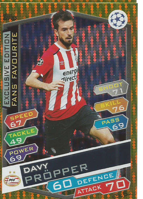 DAVY PROPPER - CHAMPIONS LEAGUE 2016/17 - GOLD "EXCLUSIVE EDITION" TRADING CARD S12