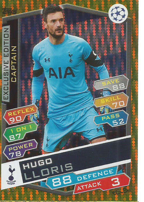 HUGO LLORIS - CHAMPIONS LEAGUE 2016/17 - GOLD "EXCLUSIVE EDITION" TRADING CARD S8