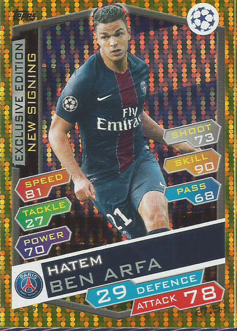 HATEM BEN ARFA - CHAMPIONS LEAGUE 2016/17 - GOLD "EXCLUSIVE EDITION" TRADING CARD S19