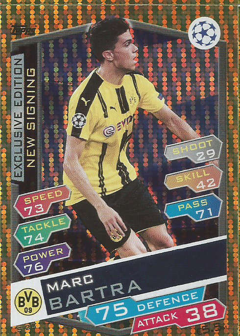 MARC BARTRA - CHAMPIONS LEAGUE 2016/17 - GOLD "EXCLUSIVE EDITION" TRADING CARD S20