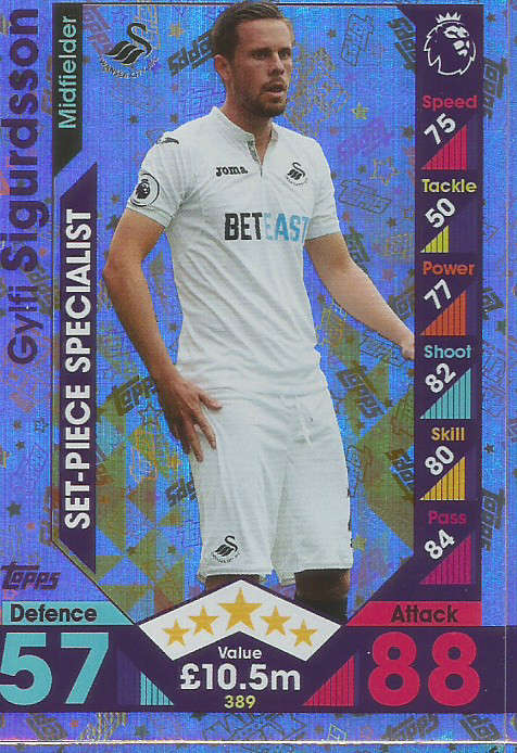 GYLFI SIGURDSSON - MATCH ATTAX 2016/2017 - "SET PIECES SPECIALIST" FOIL CARD