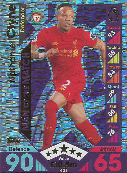 NATHANIEL CLYNE - TOPPS MATCH ATTAX 2016/2017 - `MAN of the MATCH` FOIL CARD