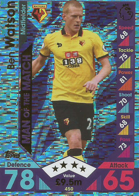 BEN WATSON - MATCH ATTAX 2016/2017 - "MAN of the MATCH" FOIL CARD