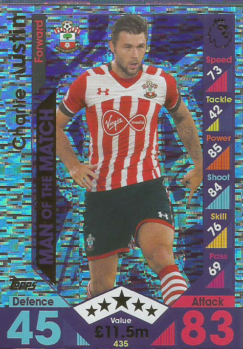 CHARLIE AUSTIN - MATCH ATTAX 2016/2017 - "MAN of the MATCH" FOIL CARD