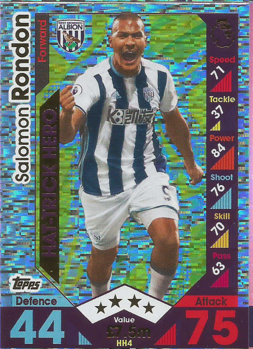 SALOMON RONDON - MATCH ATTAX EXTRA 2017 -  "HAT TRICK HERO" FOIL TRADING CARD