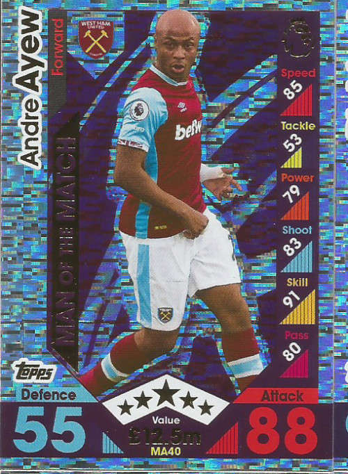 ANDRE AYEW - MATCH ATTAX "EXTRA" 2017 - "MAN of the MATCH" FOIL CARD