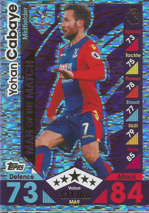 YOHAN CABAYE - MATCH ATTAX "EXTRA" 2017 - "MAN of the MATCH" FOIL CARD
