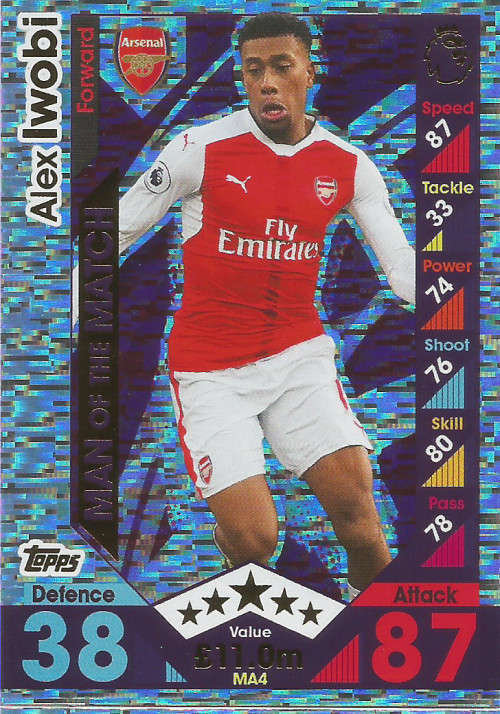 ALEX IWOBI - MATCH ATTAX "EXTRA" 2017 - "MAN of the MATCH" FOIL CARD