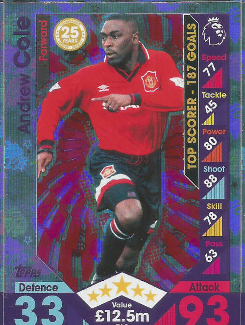 ANDY COLE - MATCH ATTAX "EXTRA" 2017 - "25 YEARS PREMIER LEAGUE" FOIL CARD