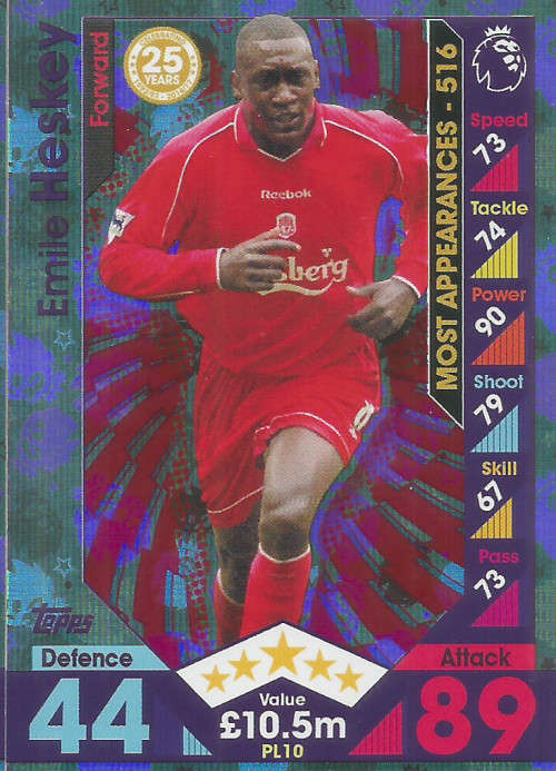 EMIL HESKEY - MATCH ATTAX "EXTRA" 2017 - "25 YEARS PREMIER LEAGUE" FOIL CARD