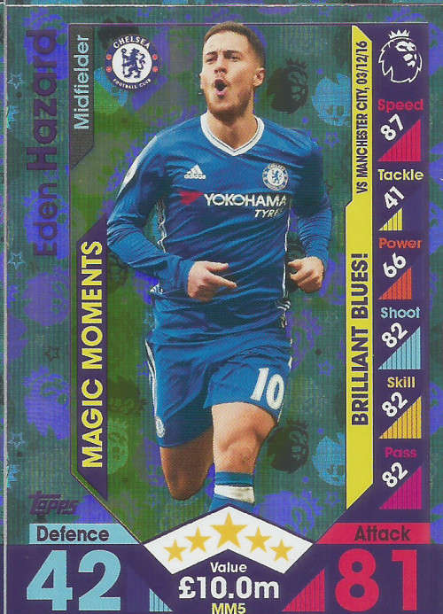 EDEN HAZARD - MATCH ATTAX "EXTRA" 2017 - "MAGIC MOMENTS" FOIL CARD