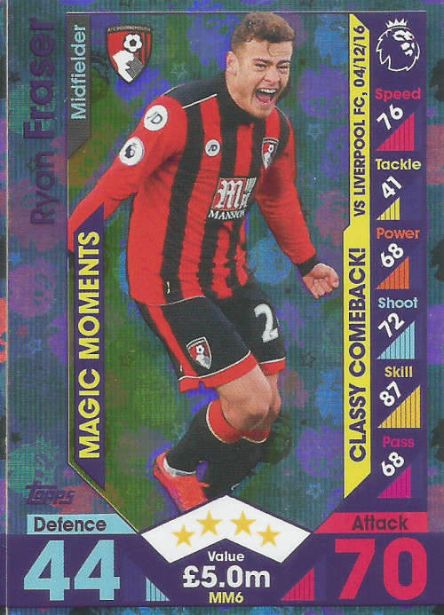 RYAN FRASER - MATCH ATTAX "EXTRA" 2017 - "MAGIC MOMENTS" FOIL CARD