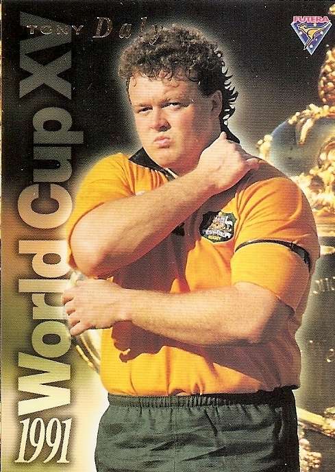 TONY DALY - `WALLABIES 95 FUTERA COLLECTION` - `RARE 91 WORLD CHAMPIONS` TRADING CARD WC1