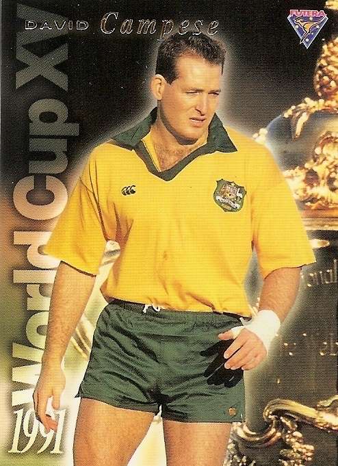 DAVID CAMPESE - `WALLABIES 95 FUTERA COLLECTION` - `RARE 91 WORLD CHAMPIONS` TRADING CARD WC11