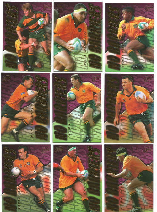 AUSTRALIA RUGBY - `FUTERA RUGBY 1996` - COMPLETE `NO BARRIERS` `SAMPLE`  9 TRADING CARD SET