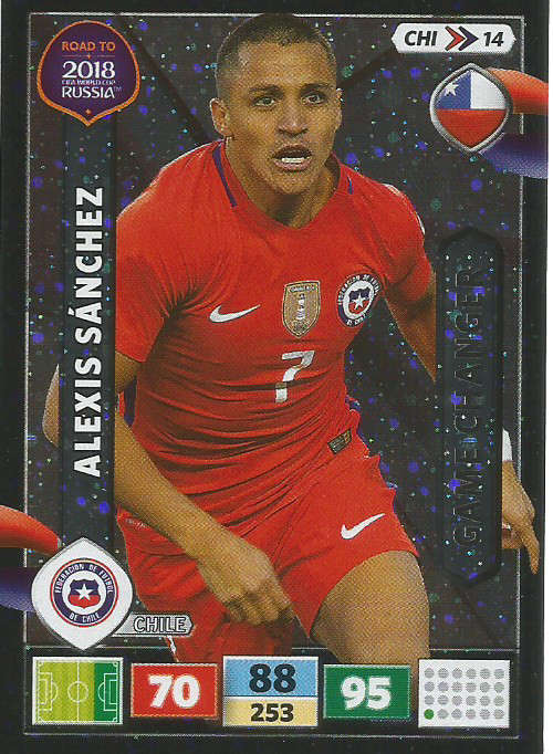 ALEXIS SANCHEZ - PANINI "Road to WORLD CUP 2018" - "GAME CHANGER"  FOIL TRADING CARD