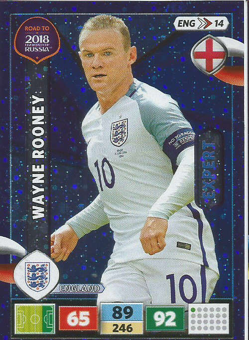 WAYNE ROONEY - PANINI "Road to WORLD CUP 2018" - "EXPERT"  FOIL TRADING CARD