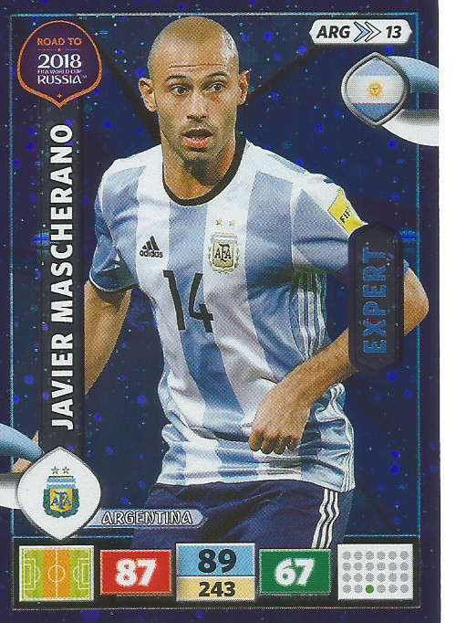 JAVIER MASCHERANO - PANINI "Road to WORLD CUP 2018" - "EXPERT"  FOIL TRADING CARD