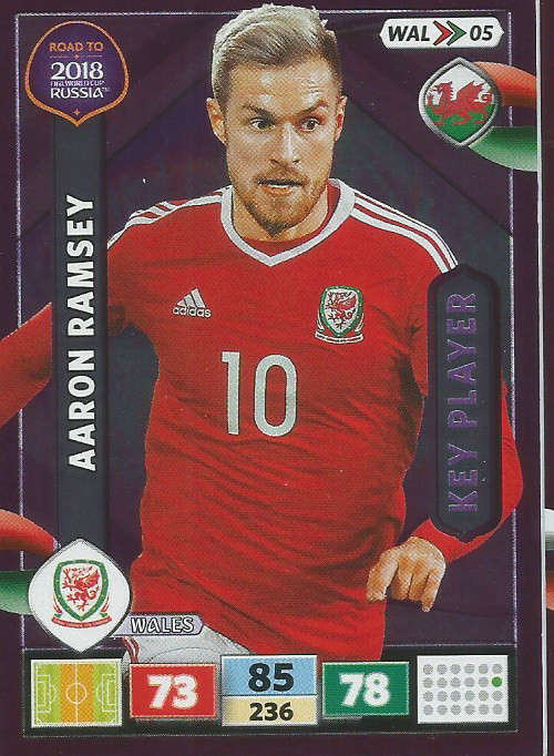 AARON RAMSEY - PANINI "Road to WORLD CUP 2018" - "KEY PLAYER"  FOIL TRADING CARD