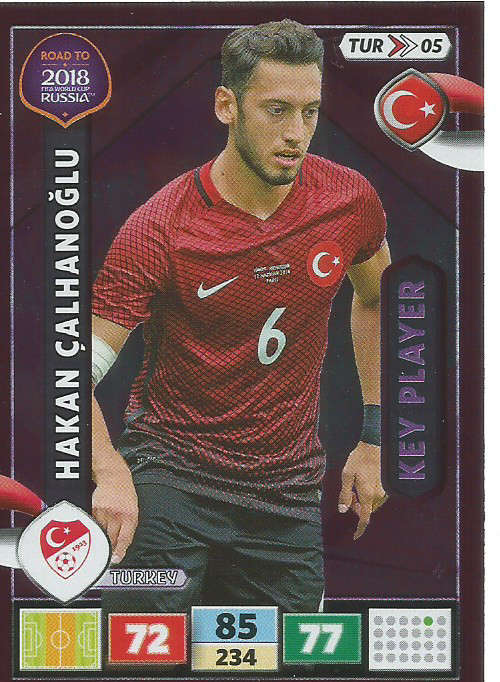 HAKAN CALHANOGLU - PANINI "Road to WORLD CUP 2018" - "KEY PLAYER"  FOIL TRADING CARD
