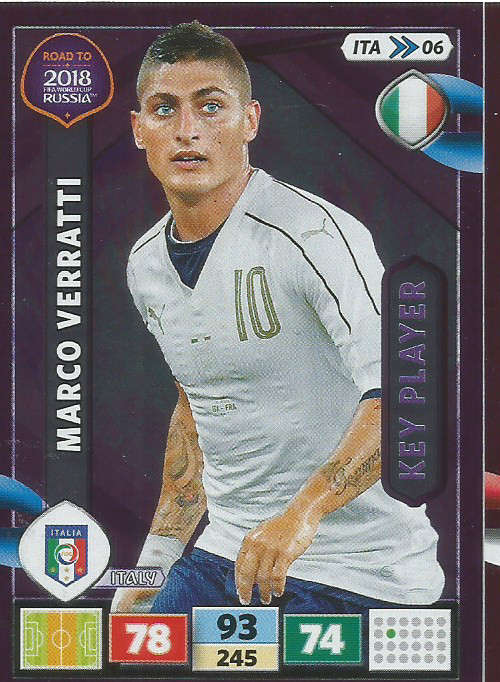 MARCO VERRATTI - PANINI "Road to WORLD CUP 2018" - "KEY PLAYER"  FOIL TRADING CARD