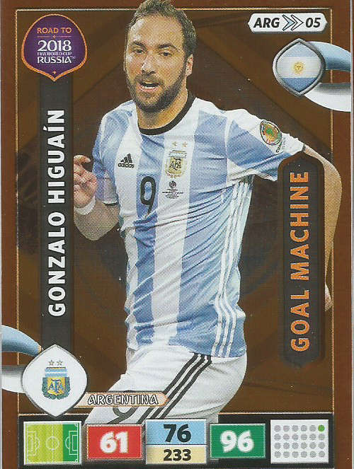 GONZALO HIGUAIN - PANINI "Road to WORLD CUP 2018" - "GOAL MACHINE"  FOIL TRADING CARD