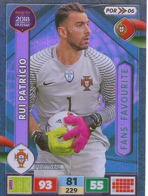RUI PATRICIO - PANINI "Road to WORLD CUP 2018" - "FANS FAVOURITE"  FOIL TRADING CARD