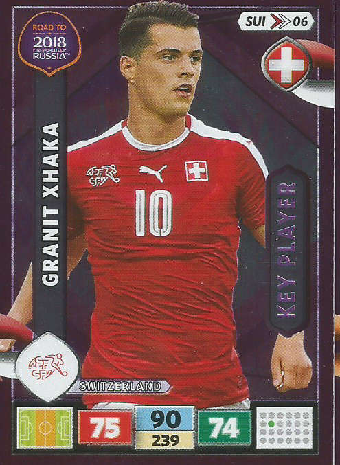 GRANIT XHAKA - PANINI "Road to WORLD CUP 2018" - "KEY PLAYER"  FOIL TRADING CARD
