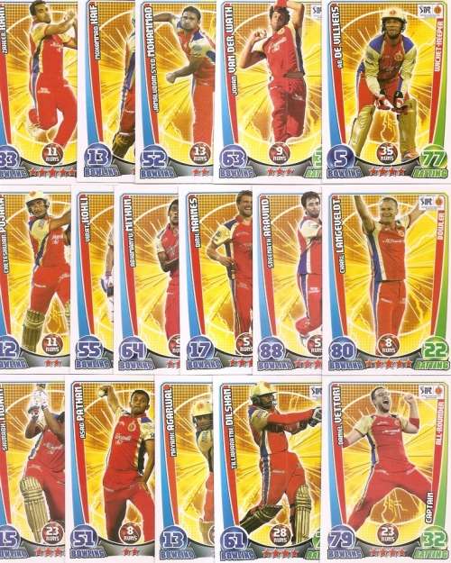 CRICKET CARD COLLECTION - CRICKET ATTAX IPL 2012 - COMPLETE 168 TRADING CARD SET - NO BINDER