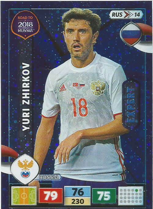 YURI ZHIRKOV - PANINI "Road to WORLD CUP 2018" - "EXPERT"  FOIL TRADING CARD