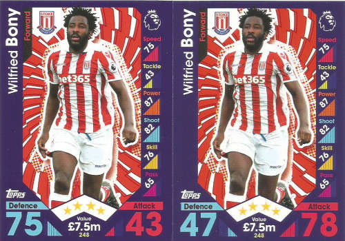 WILFRED BONY - MATCH ATTAX EXTRA 2017 - RARE "ERROR" CARD - INTERNATIONAL & UK EDITION