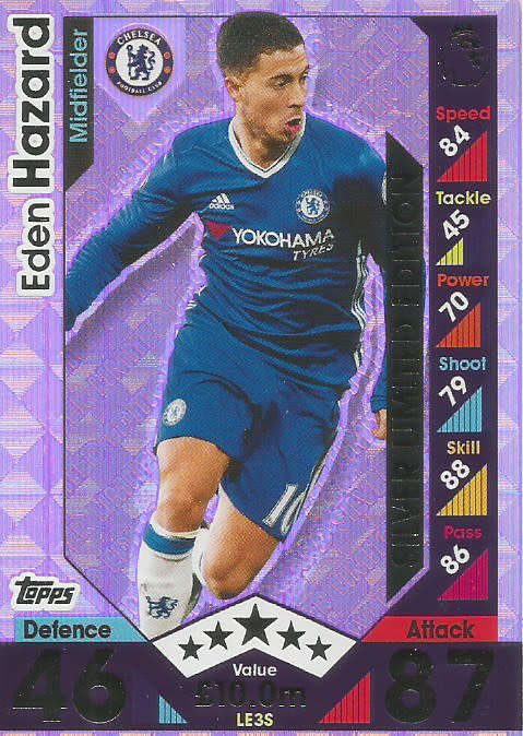 EDEN HAZARD - MATCH ATTAX EXTRA 2017 - SILVER  "LIMITED EDITION" FOIL TRADING CARD