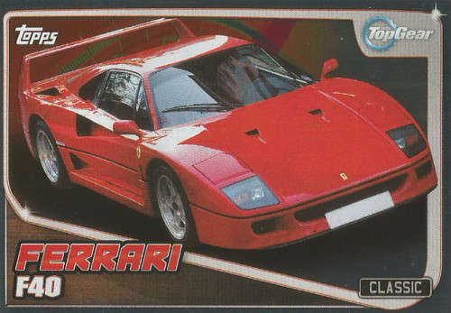 TOP GEAR `TURBO ATTAX 2016/17` - FERRARI F40  `FOIL` TRADING CARD 216