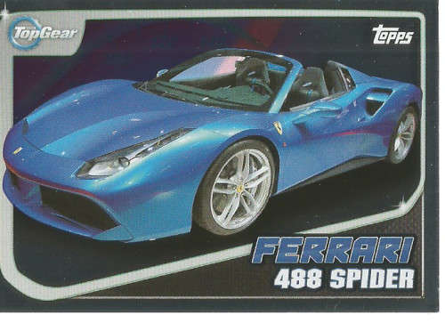 TOP GEAR `TURBO ATTAX 2016/17` - FERRARI 488 SPIDER  `SILVER FOIL` TRADING CARD 198