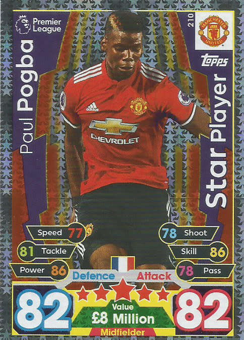 PAUL POGBA  - MATCH ATTAX 2017/18 - SILVER "STAR PLAYER" TRADING CARD