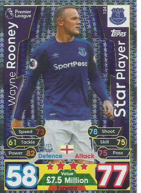 WAYNE ROONEY  - MATCH ATTAX 2017/18 - SILVER "STAR PLAYER" TRADING CARD