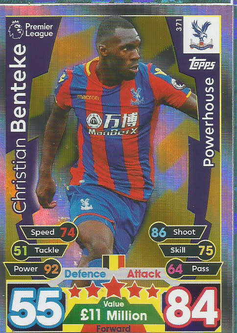 CHRISTIAN BENTEKE - MATCH ATTAX 2017/18 - GOLD "POWERHOUSE" TRADING CARD 371
