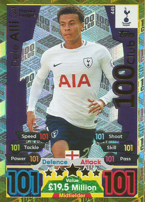 DELE ALLI - MATCH ATTAX 2017/18 - GOLD "CLUB 101" TRADING CARD 445