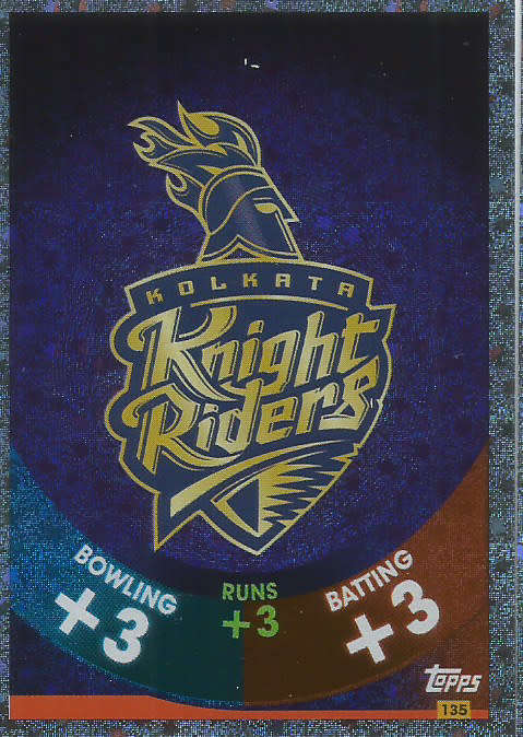 IPL CRICKET ATTAX 2017/18 - KOLKATA KNIGHT RIDERS SILVER "LOGO" TRADING CARD