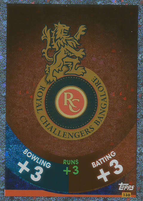 IPL CRICKET ATTAX 2017/18 - ROYAL CHALANGERS BANGALORE SILVER "LOGO" TRADING CARD