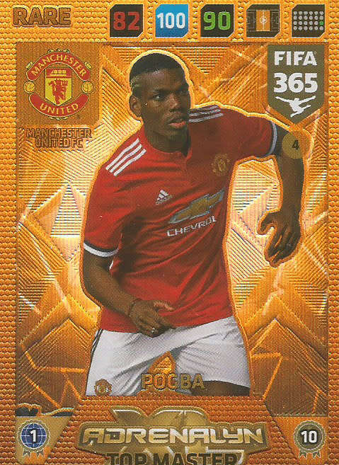 PAUL POGBA - FIFA 365 2018 EDITION - PANINI 2018 - GOLD FOIL `TOP MASTER` TRADING CARD 4