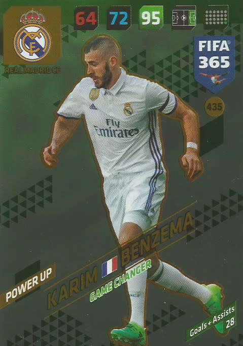 KARIM BENZEMA - FIFA 365 2018 EDITION - PANINI 2018 - GREEN FOIL `GAME CHANGER` TRADING CARD 435