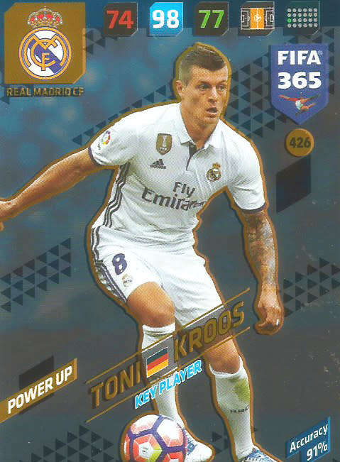 TONI KROOS - FIFA 365 2018 EDITION - PANINI 2018 - BLUE FOIL `KEY PLAYER` TRADING CARD 426