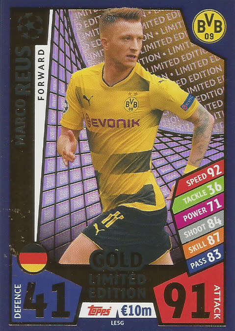 MARCO REUS - CHAMPIONS LEAGUE 2017/18 - GOLD "LIMITED EDITION" TRADING CARD