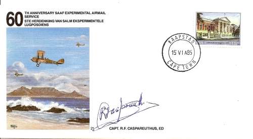 South Africa Airforce - Flight cover #21 - "60th Anniversary Exp Airmail Services" -SIGNED