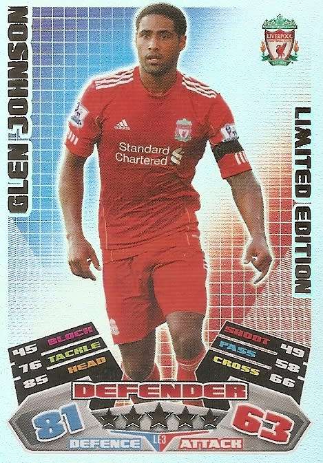 GLEN JOHNSON - TOPPS `MATCH ATTAX EXTRA` 2011/2012 -  ULTRA RARE `LIMITED EDITION` TRADING CARD