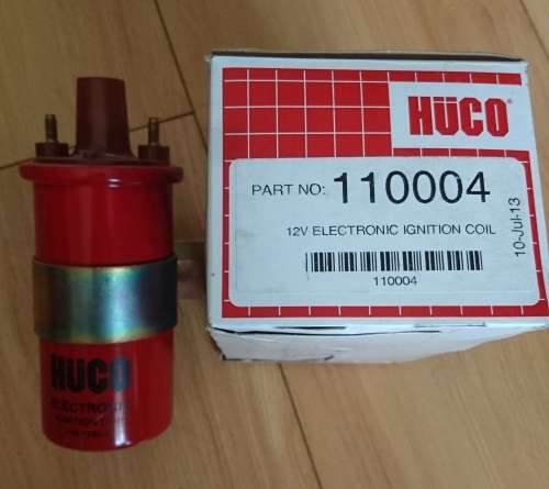 12 Volt ELECTRONIC IGNITION COIL - HUCO part No 110004 - FOR PRE-2000 IGNITION SYSTEMS