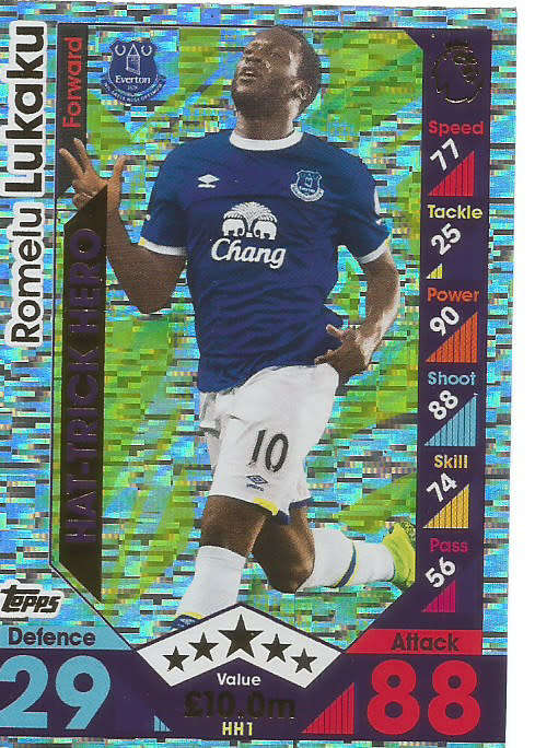 ROMELU LUKAKU - MATCH ATTAX EXTRA 2017 -  "HAT TRICK HERO" FOIL TRADING CARD
