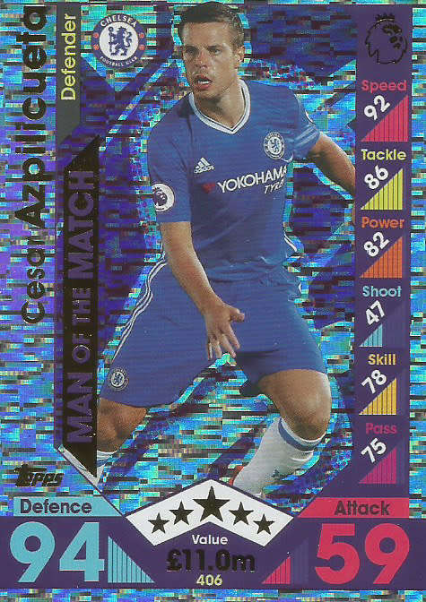 CESAR AZPILICUETA - MATCH ATTAX 2016/2017 - "MAN of the MATCH" FOIL CARD